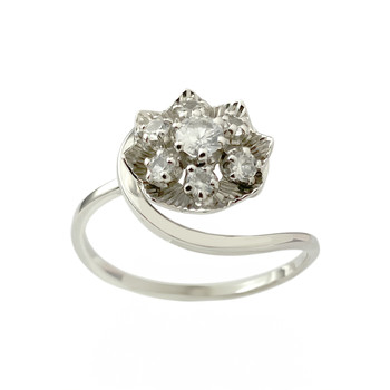 Second-hand gold 750 white synthetic spinel ring