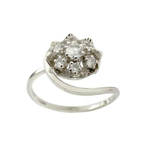 Tweedehands 750 gouden witte synthetische spinel ring