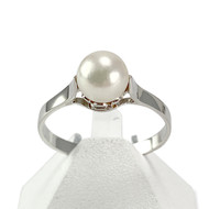 Bague d'occasion or 750 blanc perle de culture