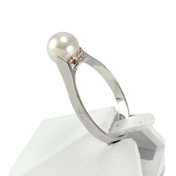 Bague d'occasion or 750 blanc perle de culture