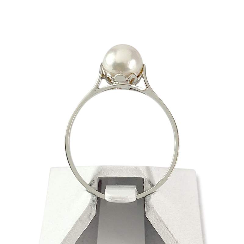Bague d'occasion or 750 blanc perle de culture - vue 3