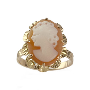 Tweedehands gouden ring 750 geel camee