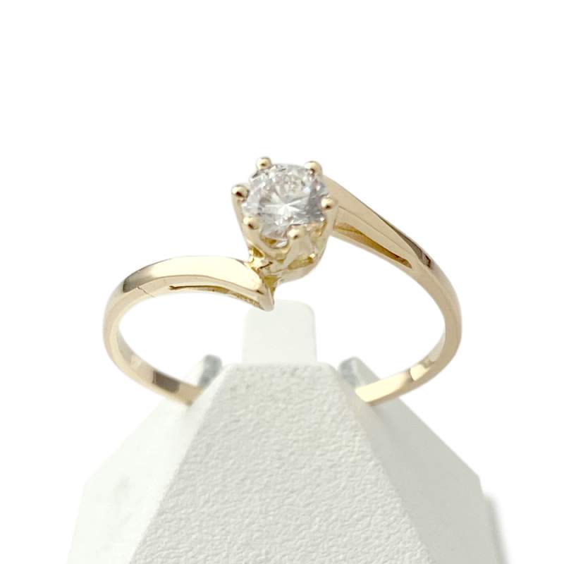 Solitaire d'occasion or 750 jaune  zirconia - vue 1