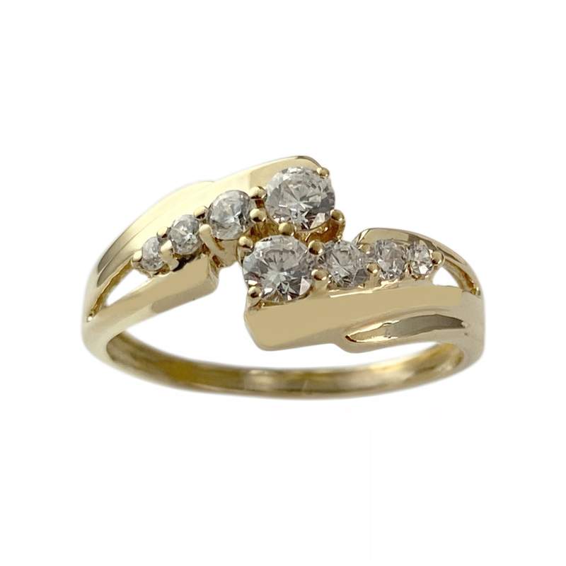 Bague d'occasion or 750 jaune zirconias - vue 1