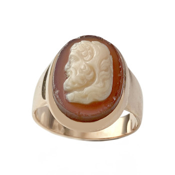Second-hand gold 750 yellow cameo sardonyx ring