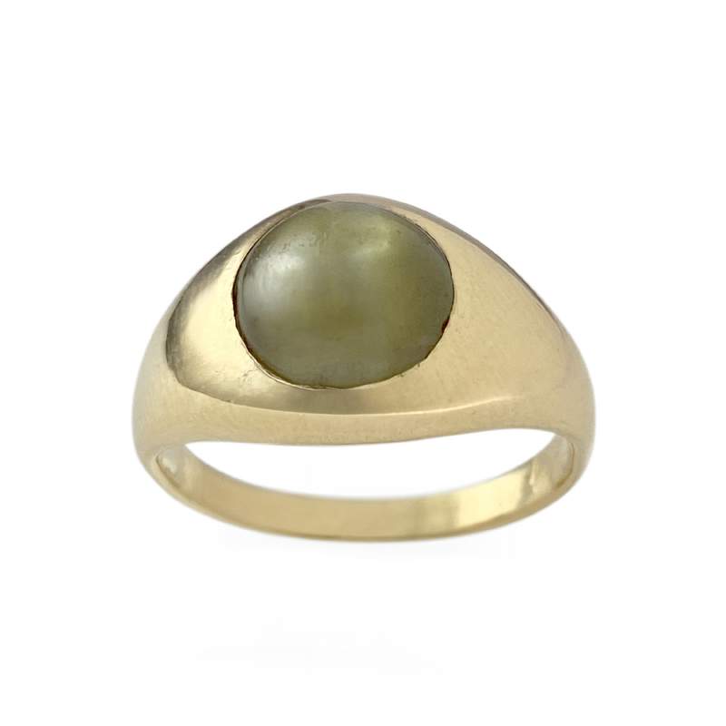 Bague d'occasion or 750 jaune chrysobéryl oeil de chat - vue 1