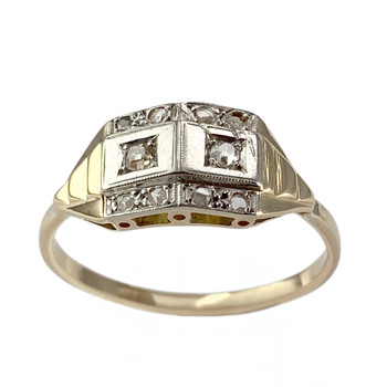 Second hand ring gold 750 2 tone diamonds