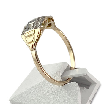 Second hand ring gold 750 2 tone diamonds