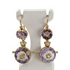 Boucles d'oreilles d'occasion or 750 jaune améthystes perles fines - vue V1