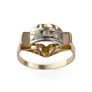Bague d'occasion or 750 jaune 2tons diamants