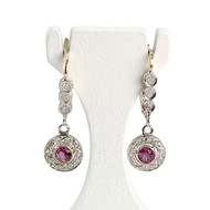 Boucles d'oreilles d'occasion or 750 2 tons diamants verres