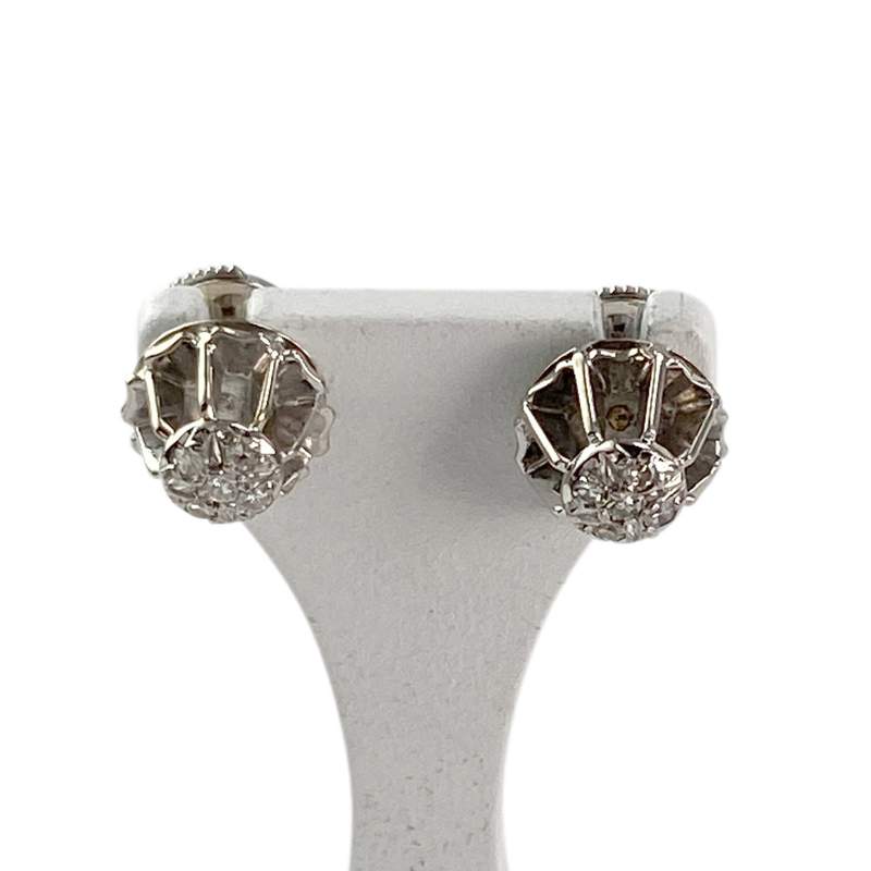 Tweedehands oorbellen van 750 witgoud met diamanten - afbeelding 1