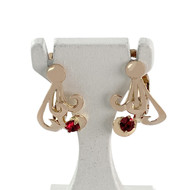 Boucles d'oreilles d'occasion or 750 jaune pierres rouges synthétiques