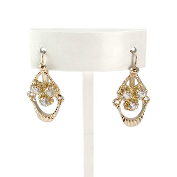 Second-hand earrings 750 gold yellow synthetic spinels