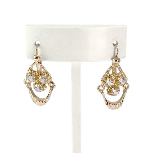 Boucles d'oreilles d'occasion or 750 jaune spinelles synthétiques