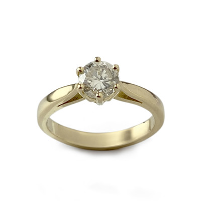 Solitaire d'occasion or 750 jaune diamant