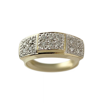 Tweedehands gouden ring 750 2 toon diamanten