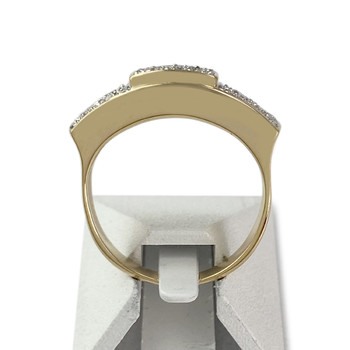 Tweedehands gouden ring 750 2 toon diamanten