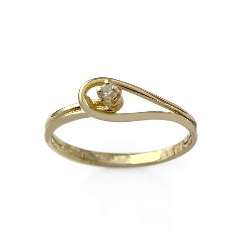 Tweedehands solitaire ring van 750 geelgoud met diamant - afbeelding 1