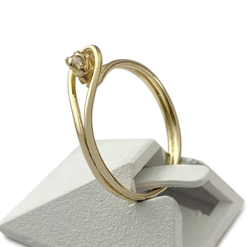 Solitaire tweedehands goud 750 gele diamant - bekijk 2