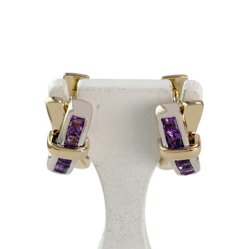 Guy Laroche pre-owned gold earrings 750 2 tone amethysts