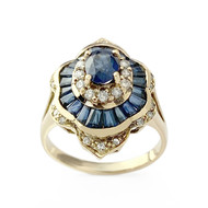 Bague d'occasion or 750 jaune saphirs diamants