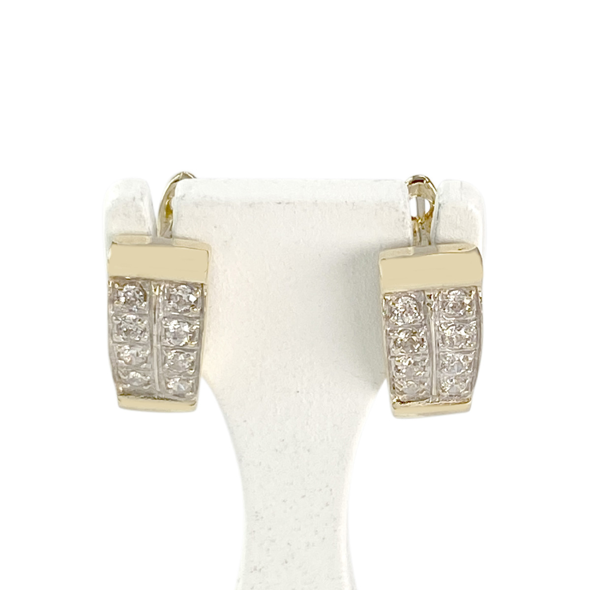 Boucles d'oreilles d'occasion or 750 jaune 2tons zirconias