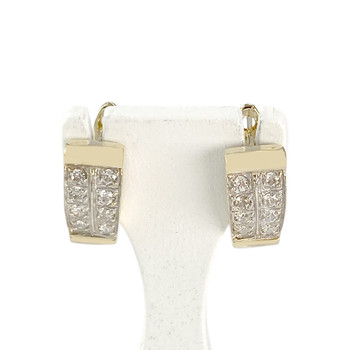 Precious earrings 750 yellow gold 2tons zirconias