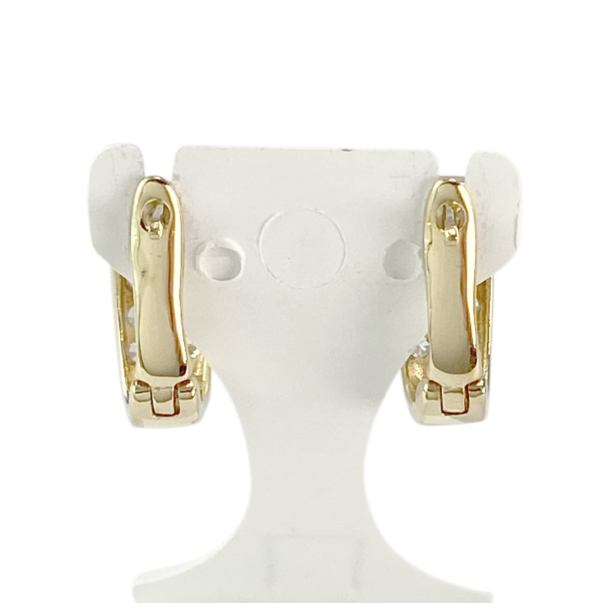 Boucles d'oreilles d'occasion or 750 jaune 2tons zirconias - vue 3