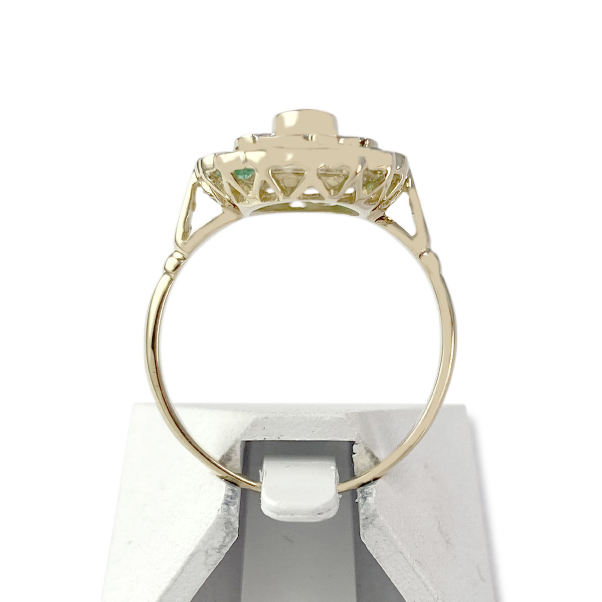 BAGUE d'occasion OR 750 jaune 2tons EMERAUDES DIAMANTS - vue 3