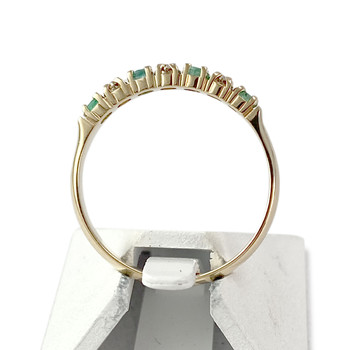 Tweedehands gouden ring 750 gele smaragden diamanten