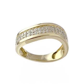 Tweedehands gouden ring 750 gele diamanten