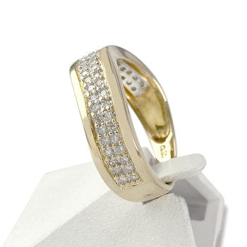 Tweedehands gouden ring 750 gele diamanten