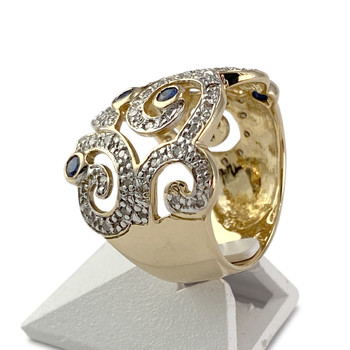 Bague d'occasion or 750 jaune 2tons saphirs diamants