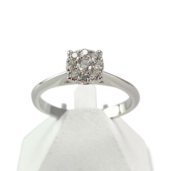 Tweedehands gouden ring 750 witte diamanten