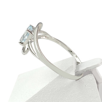 Bague d'occasion or 750 blanc topaze bleue traitée