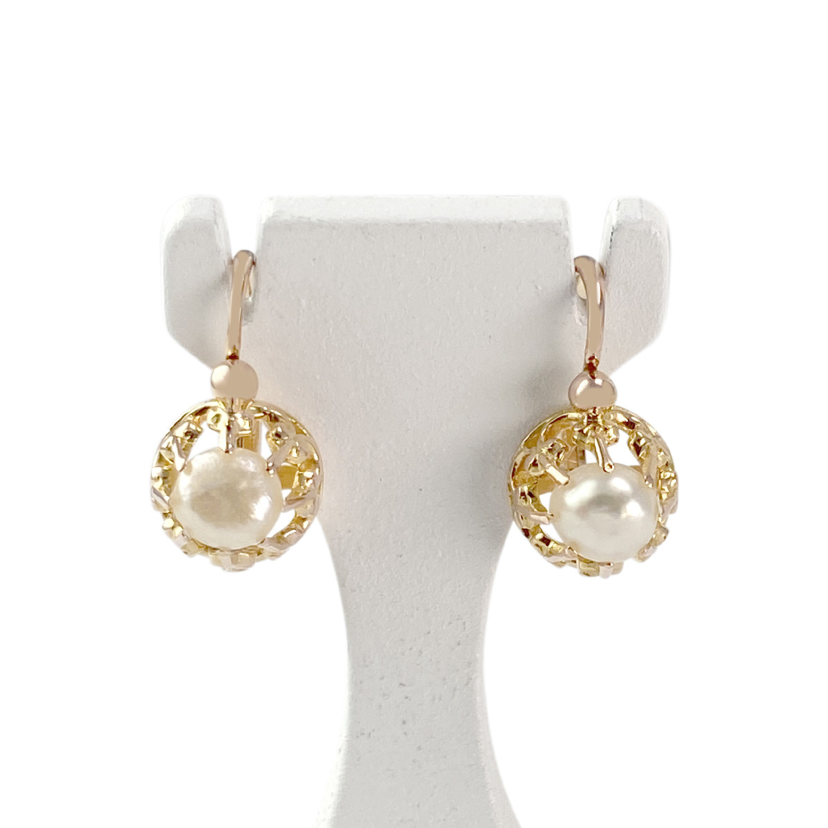Boucles d'oreilles d'occasion or 750 jaune perles