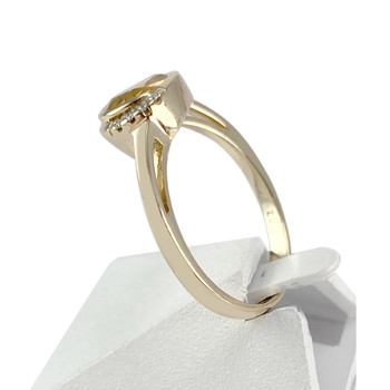 Tweedehands 2 tinten gouden citrien diamanten ring