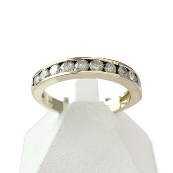 Tweedehands gouden ring 375 gele diamanten