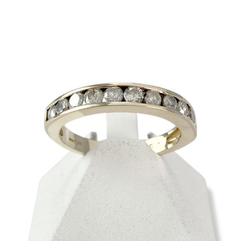 Tweedehands gouden ring 375 gele diamanten