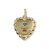 Pendentif coeur d'occasion or 750 jaune rubis synthétique