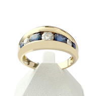 Bague d'occasion or 750 jaune diamants saphirs