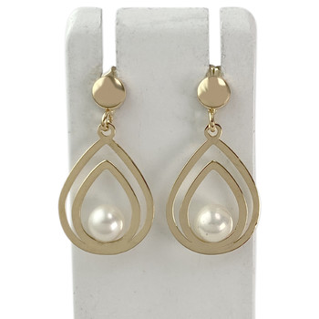 Boucles d'oreilles d'occasion or 750 jaune perles de culture de chine