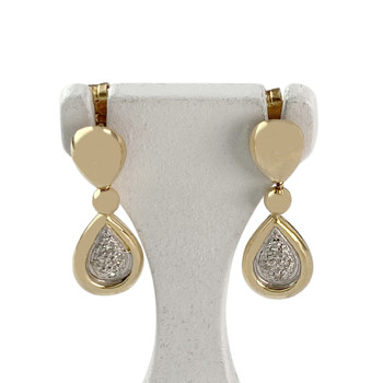 Precious stones earrings gold 750 2 tone diamonds
