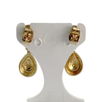 Precious stones earrings gold 750 2 tone diamonds