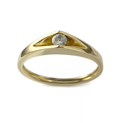 Pre-owned 18K yellow gold solitaire ring with diamond - view 1