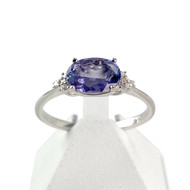 Bague or 375 blanc tanzanite diamants