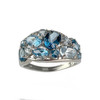 Bague d'occasion or blanc 375 topazes bleues traitées - vue V1