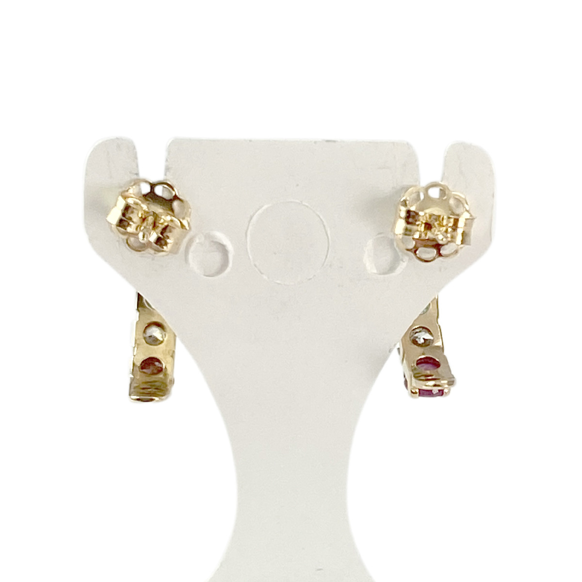 Boucles d'oreilles d'occasion or 750 jaune pierres précieuses zirconias - vue 3