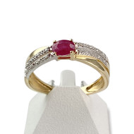Bague d'occasion or 750 2 tons rubis diamants